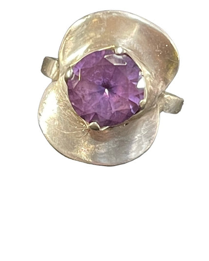 Vintage Handmade Artisan Alexandrite Sterling 925 Modernist ring brutalist