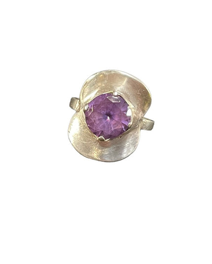 Vintage Handmade Artisan Alexandrite Sterling 925 Modernist ring brutalist