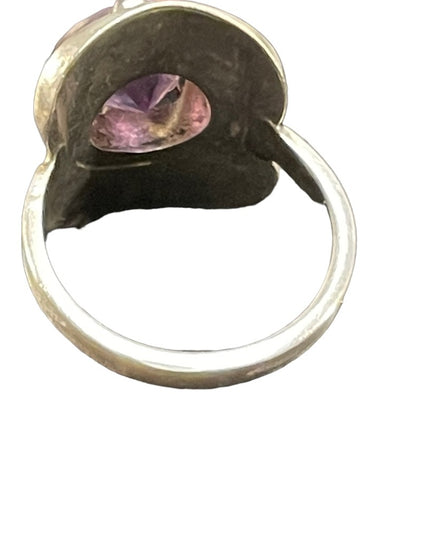Vintage Handmade Artisan Alexandrite Sterling 925 Modernist ring brutalist