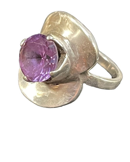 Vintage Handmade Artisan Alexandrite Sterling 925 Modernist ring brutalist