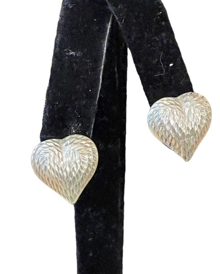 Sterling silver puffed heart pierced earrings