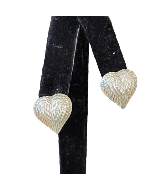 Sterling silver puffed heart pierced earrings