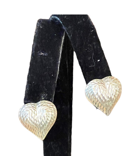 Sterling silver puffed heart pierced earrings