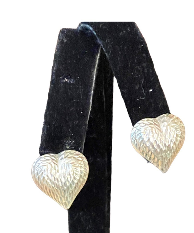 Sterling silver puffed heart pierced earrings