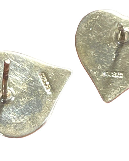 Sterling silver puffed heart pierced earrings