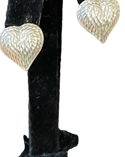 Sterling silver puffed heart pierced earrings