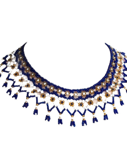 Vintage cleopatra indian seed bead necklace collar