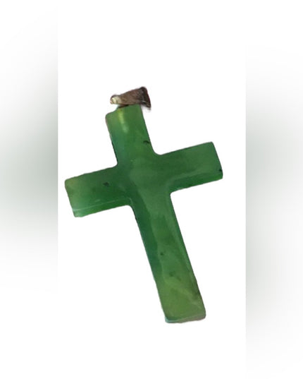 Vintage Jadite cross pendant Vg Religious