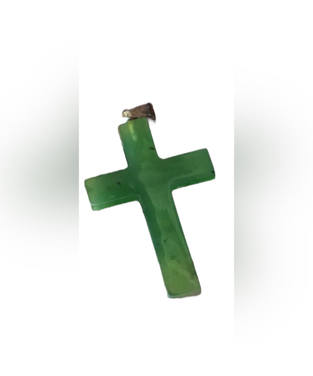 Vintage Jadite cross pendant Vg Religious