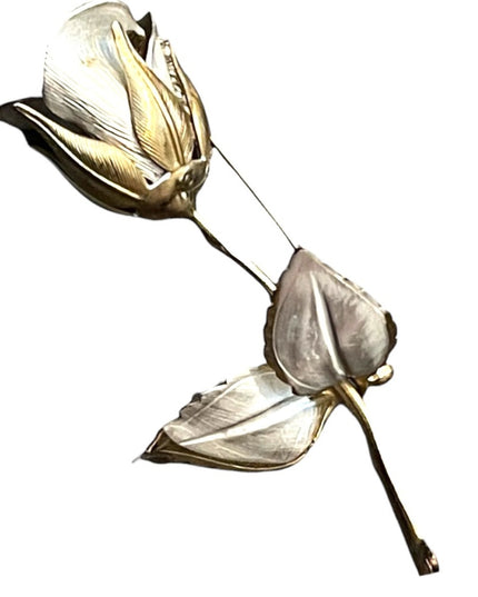 Vintage gold & silver finish fkower rose brooch