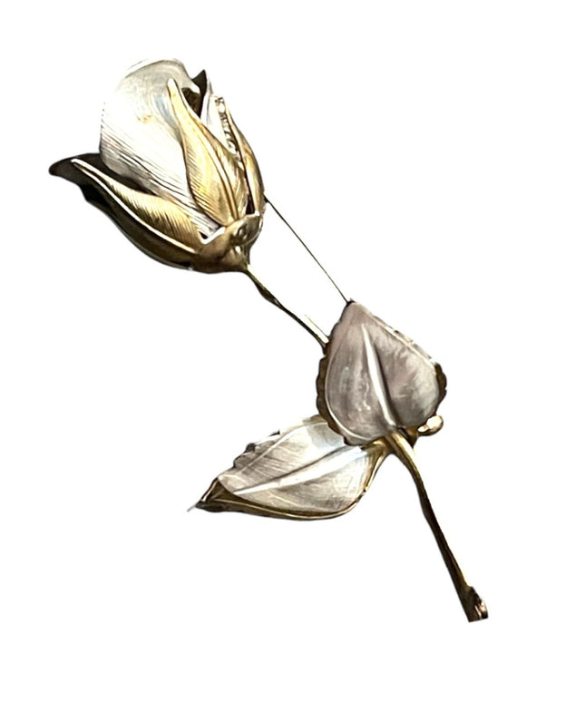 Vintage gold & silver finish fkower rose brooch
