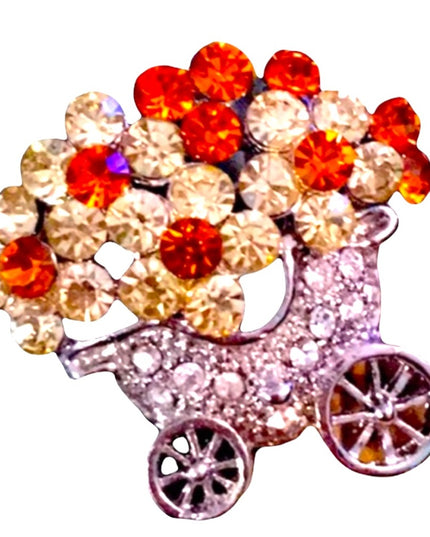 VTG flower bouquet crystal brooch