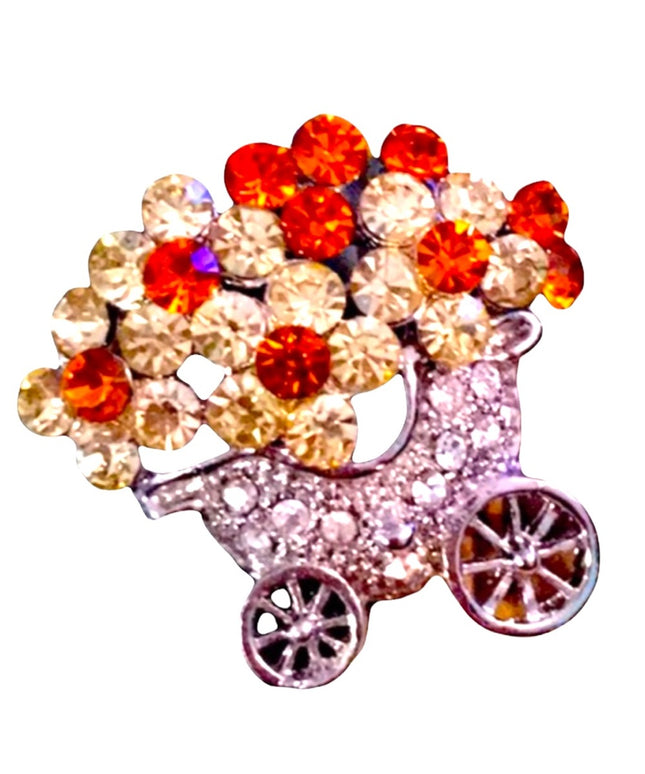 VTG flower bouquet crystal brooch