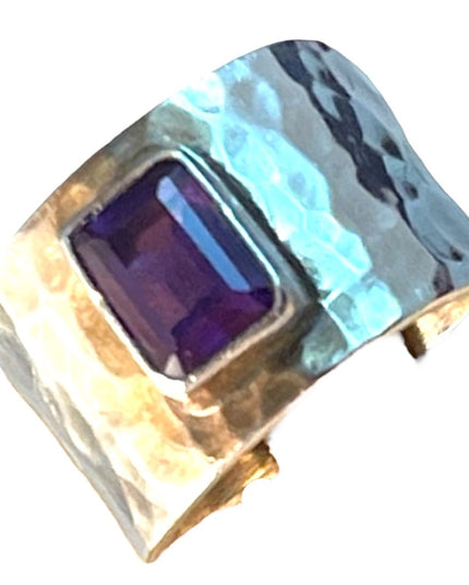 Vintage sterling silver amethyst cigar band ring