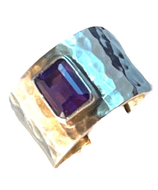 Vintage sterling silver amethyst cigar band ring