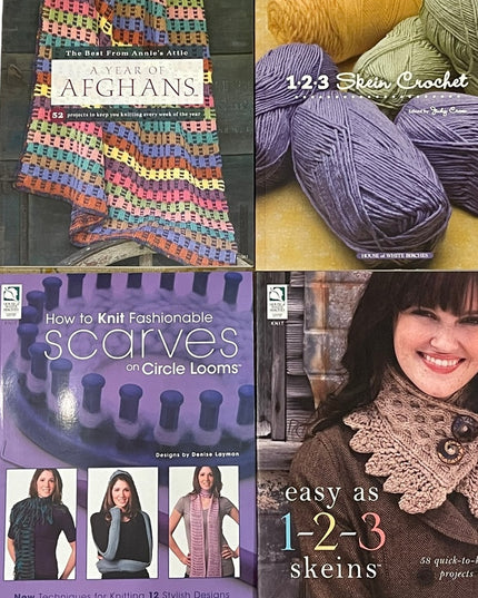 GREAT LOT of NEW Knitting & Crochet books Loom, afghans & more’ x 4 pcs