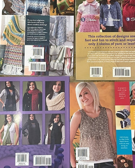 GREAT LOT of NEW Knitting & Crochet books Loom, afghans & more’ x 4 pcs