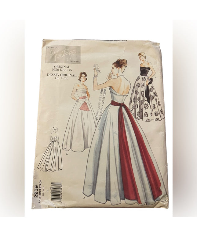 Vintage Vogue Sewing pattern womens Party Dress Uncut Sz 14