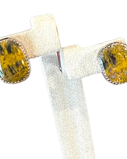 Vintage sterling silver handmade 1970s Tiger eye earrings
