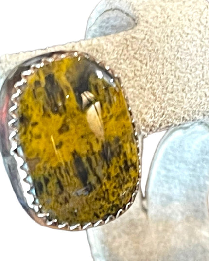Vintage sterling silver handmade 1970s Tiger eye earrings