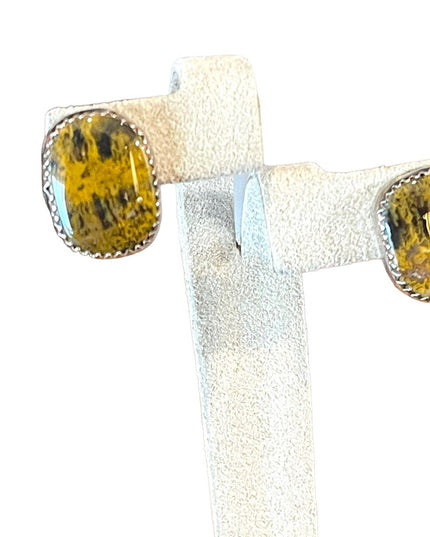 Vintage sterling silver handmade 1970s Tiger eye earrings
