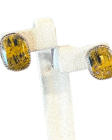 Vintage sterling silver handmade 1970s Tiger eye earrings