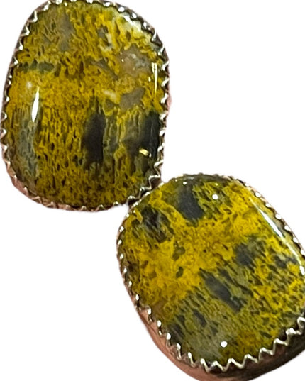 Vintage sterling silver handmade 1970s Tiger eye earrings