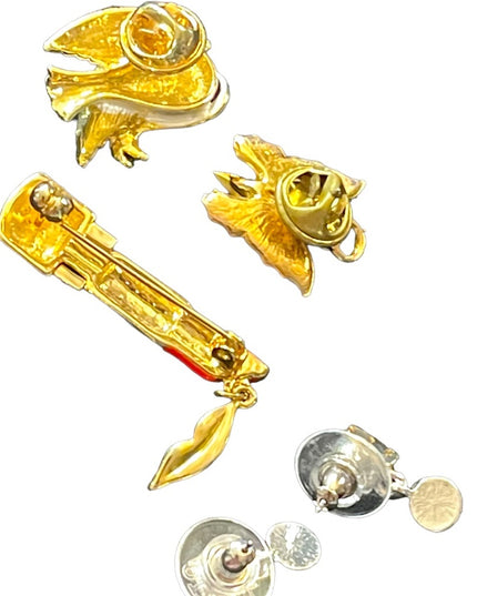 Lot of Jewelry brooches Lipstick Peace dove Monet earrings butterfly