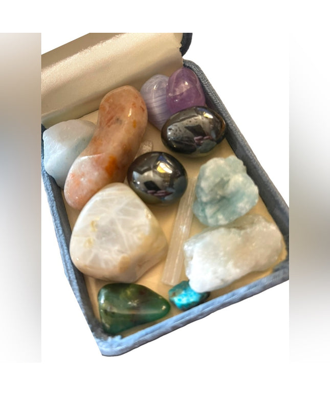 Box of Chakra stones New age tumbled turquois amethyst & more!