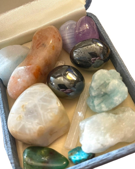 Box of Chakra stones New age tumbled turquois amethyst & more!