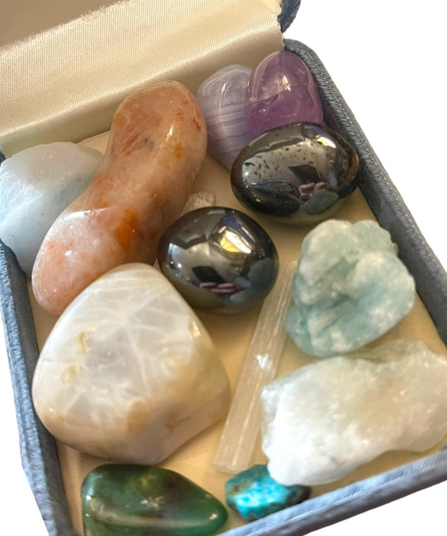 Box of Chakra stones New age tumbled turquois amethyst & more!