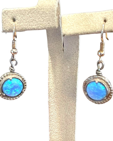 Vintage Israel Fire opal silver finish stone earrings dangle