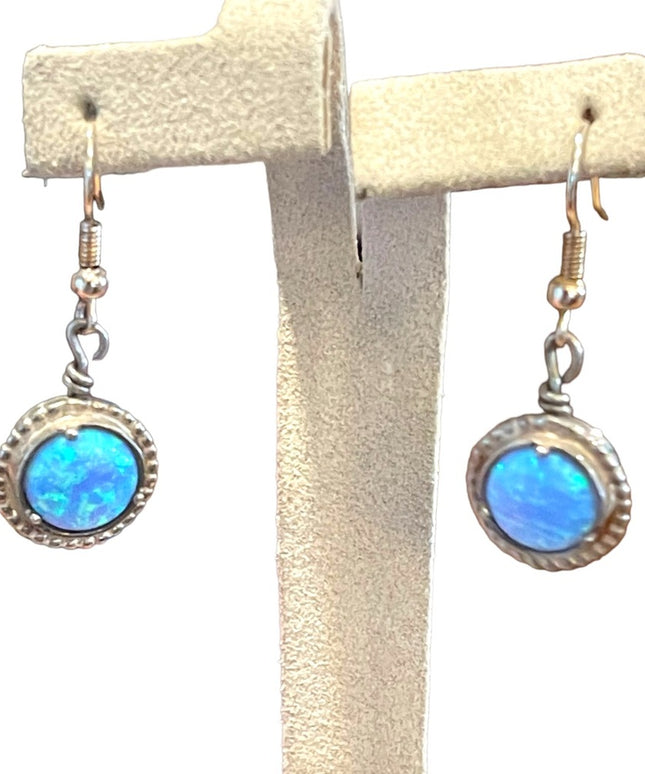 Vintage Israel Fire opal silver finish stone earrings dangle