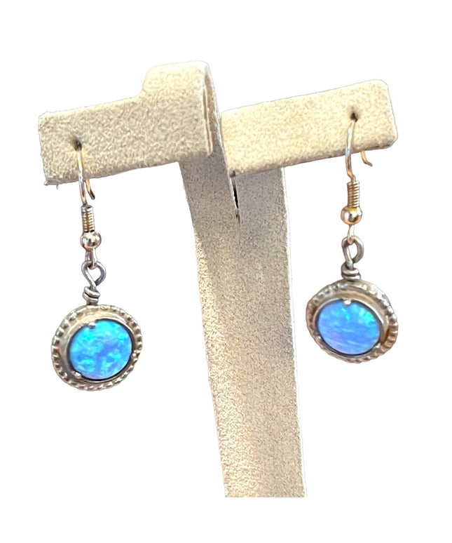 Vintage Israel Fire opal silver finish stone earrings dangle