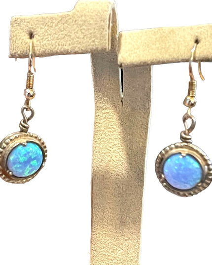 Vintage Israel Fire opal silver finish stone earrings dangle