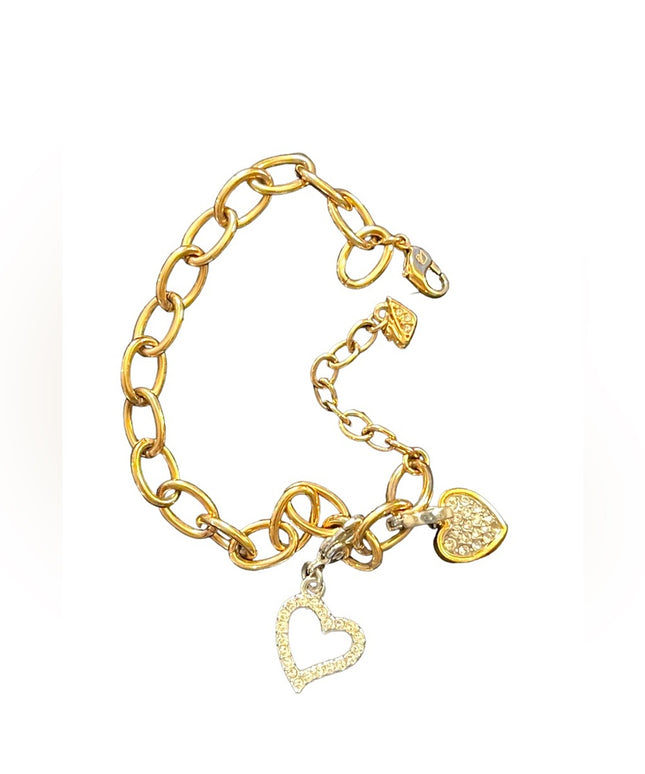 Swarovski Authentic (swan) Rose gold heart rhinestone pendant charm bracelet