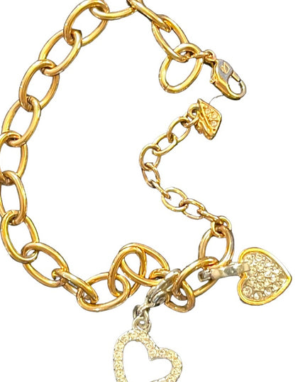 Swarovski Authentic (swan) Rose gold heart rhinestone pendant charm bracelet