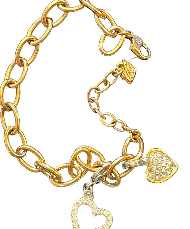 Swarovski Authentic (swan) Rose gold heart rhinestone pendant charm bracelet