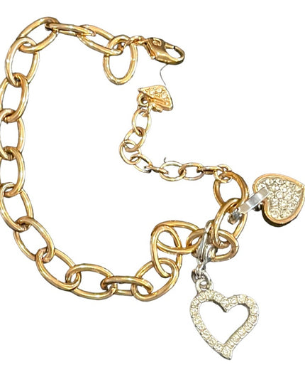 Swarovski Authentic (swan) Rose gold heart rhinestone pendant charm bracelet