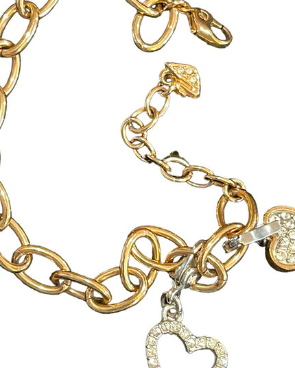 Swarovski Authentic (swan) Rose gold heart rhinestone pendant charm bracelet