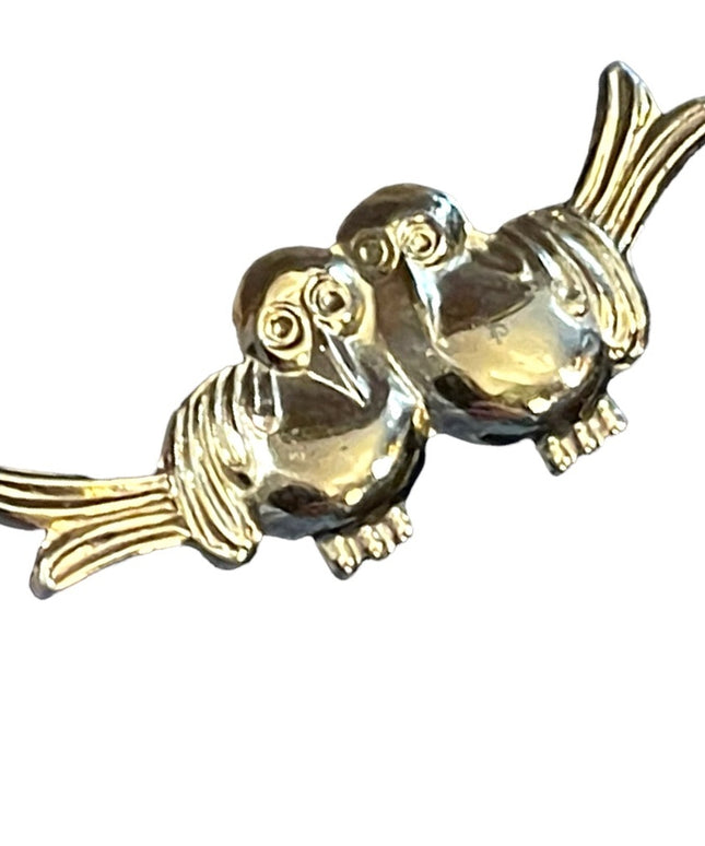 Vintage CORO sterling silver 925 lovers lover bird bar brooch