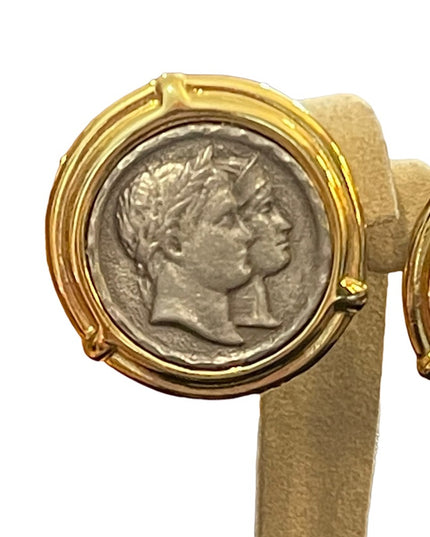 Vintage fancy gold & silver finish Greek Roman god fancy Clip on earrings