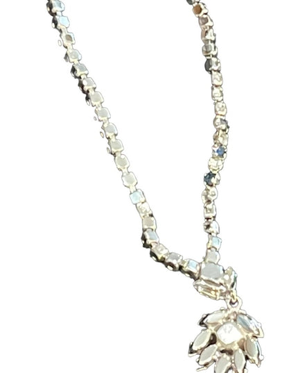 Vintage Sapphire blue clear crystal SHERMAN Demi Parure Necklace earrings