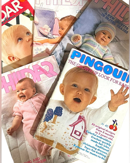 Lot of 5 Phildar Pingouin BABY knitting books VG