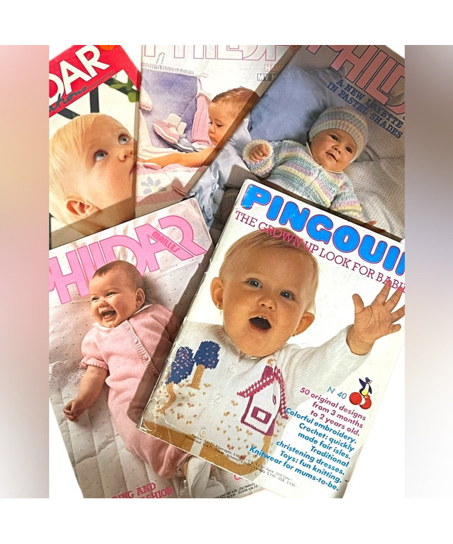 Lot of 5 Phildar Pingouin BABY knitting books VG