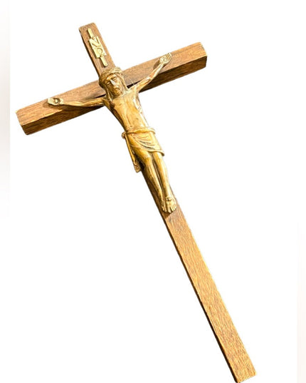 Vintage Crucifix Wood & Metal Catholic Religious Jesus