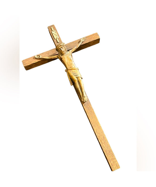 Vintage Crucifix Wood & Metal Catholic Religious Jesus