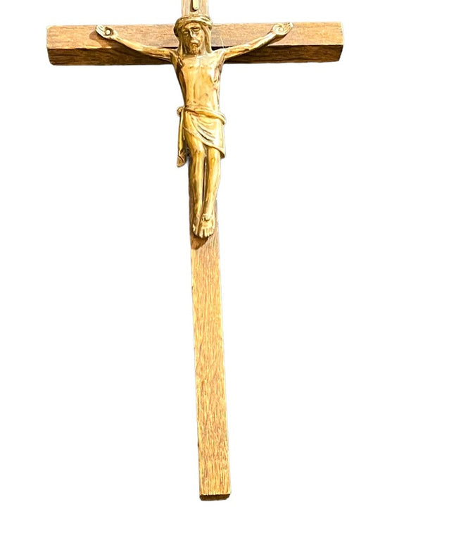 Vintage Crucifix Wood & Metal Catholic Religious Jesus