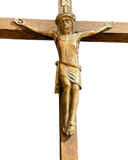 Vintage Crucifix Wood & Metal Catholic Religious Jesus