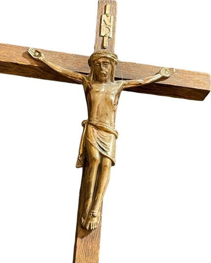 Vintage Crucifix Wood & Metal Catholic Religious Jesus